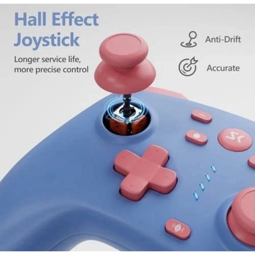 Wireless Switch Controller for Switch Lite OLED - Hall Effect Triggers, Turbo, 2